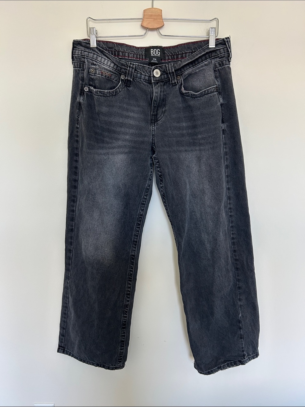BDG Wide Leg Black Wash Denim Jeans Size 31W